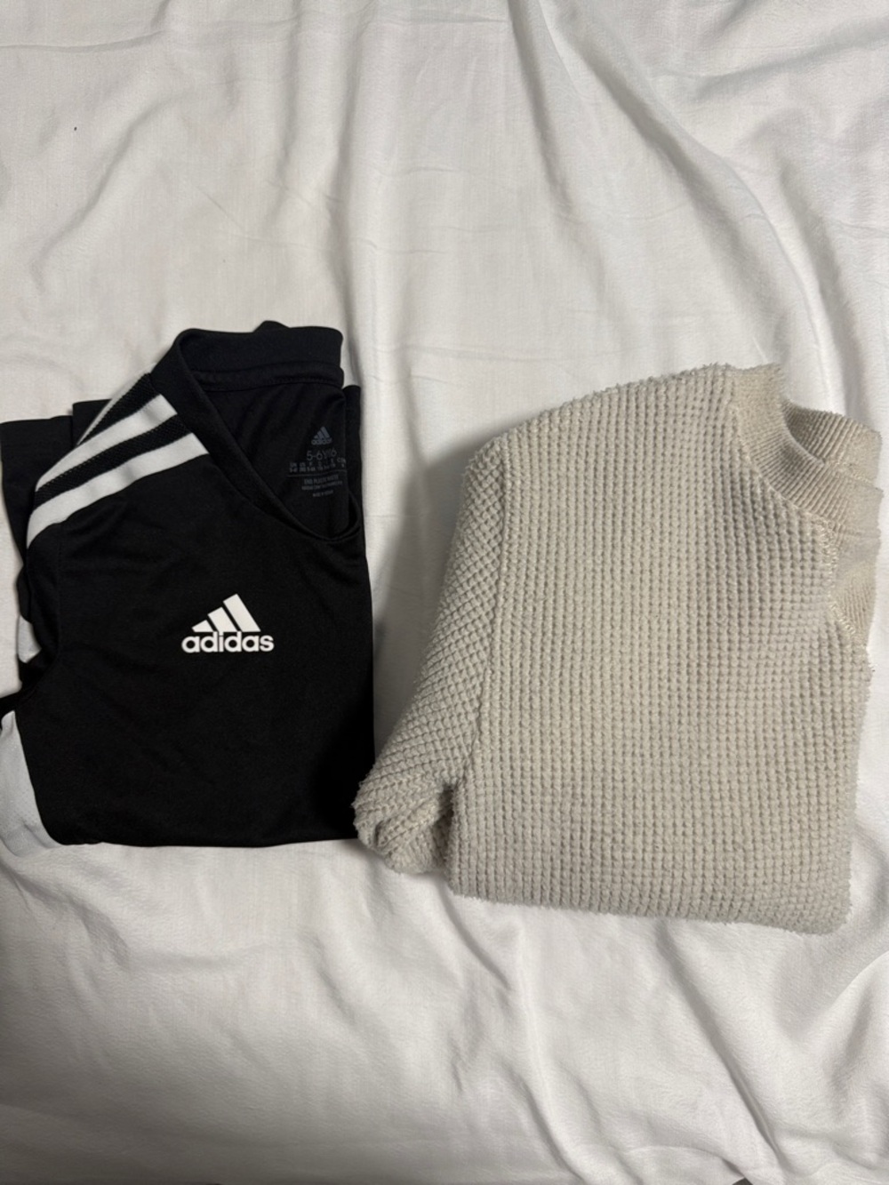 adidas Black Long Sleeve Tee with White Logo and Stripes